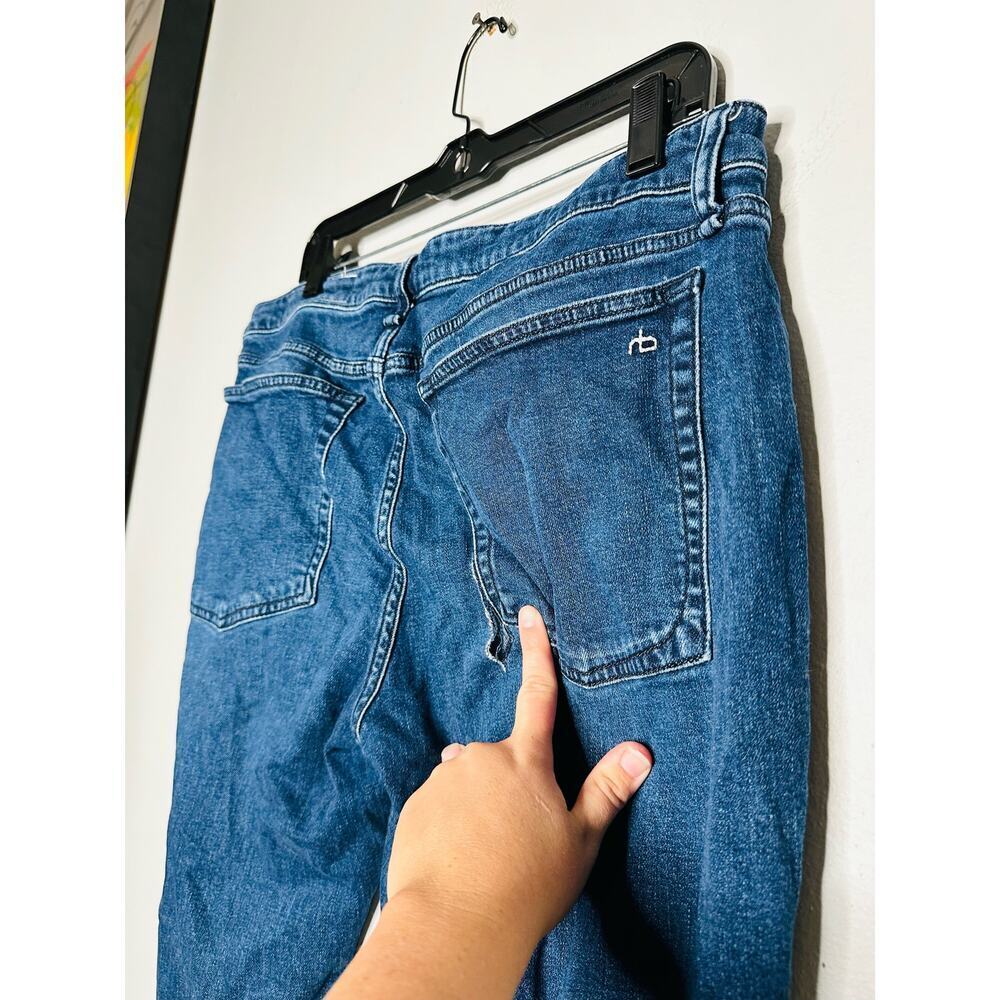 RAG & BONE Dark Wash Denim Slim Cuffed Hemline Whisked Jeans Size 32 - Picture 9 of 12